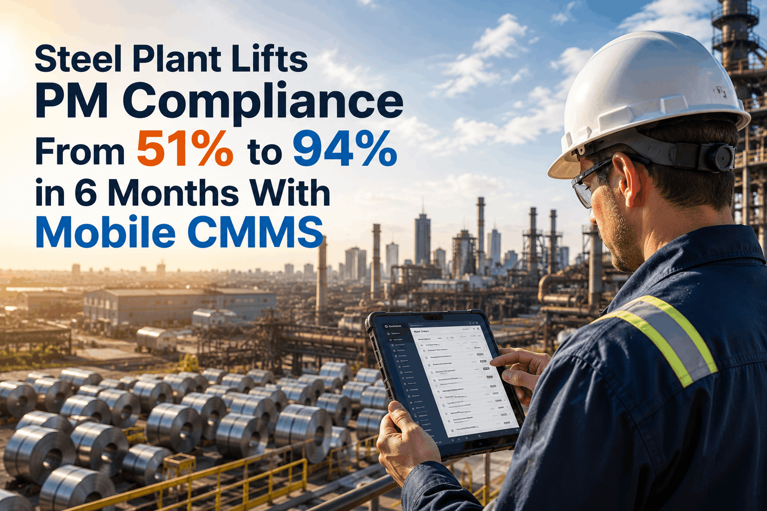 steel-plant-lifts-pm-compliance-from-51-to-94-in-6-months-with-mobile-cmms